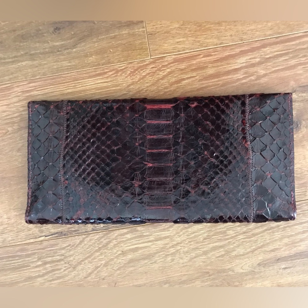 Original Fatto a Mano by Carlos Falchi Crocodile Clutch with Magnetic Gold Chain